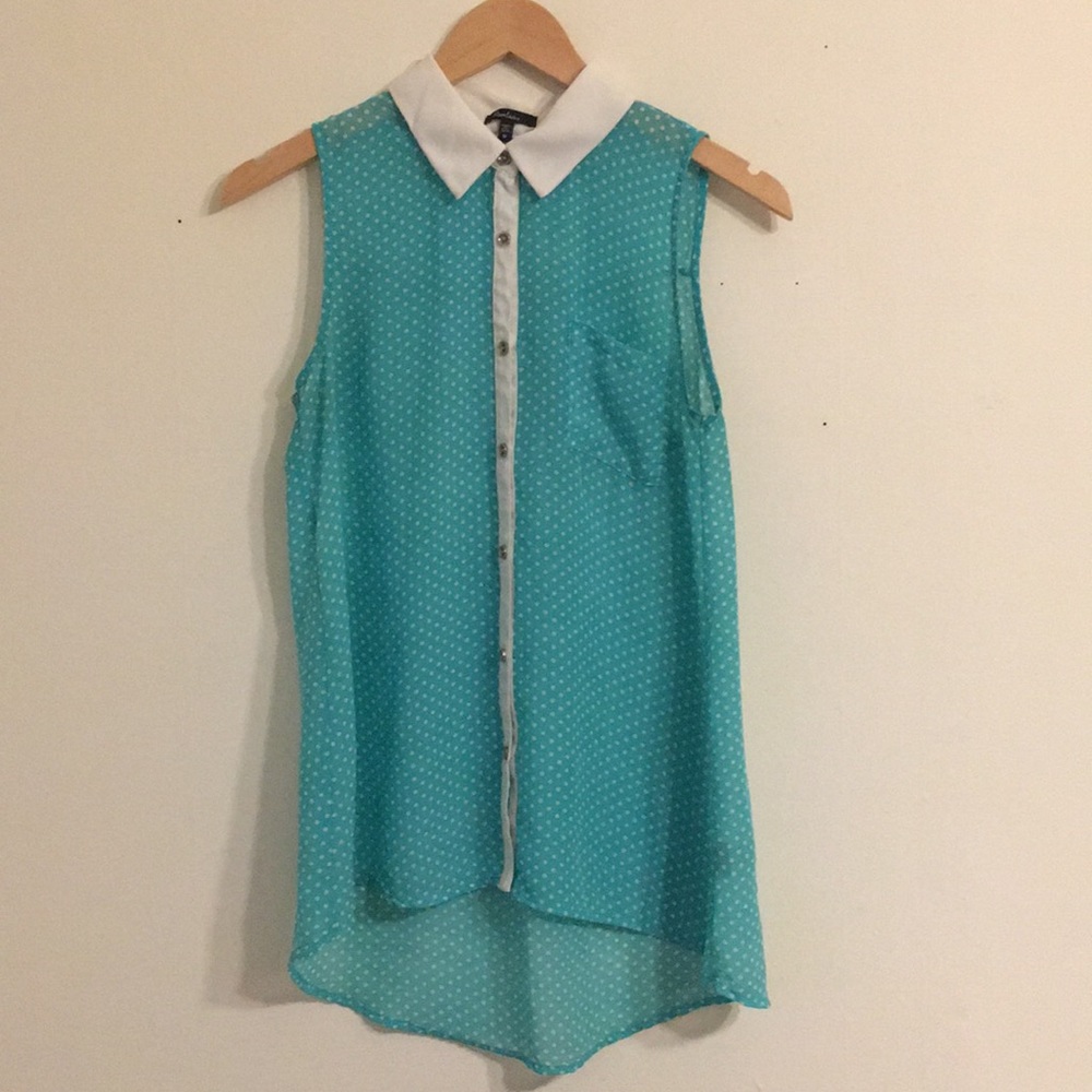 Polka Dot Collared Tank Top